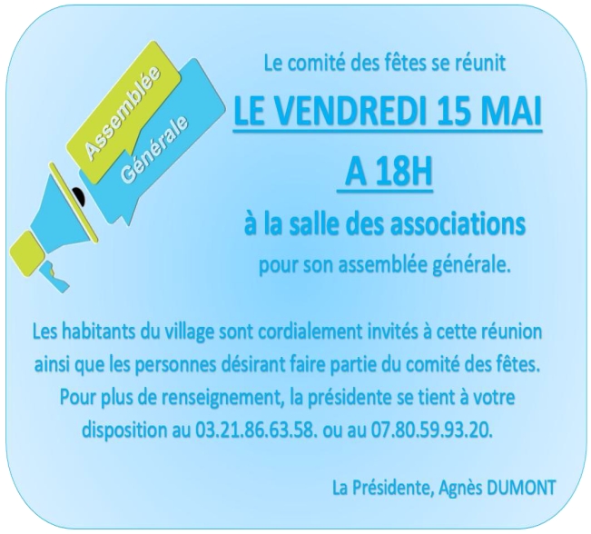 Assemblée générale du Comité des fêtes